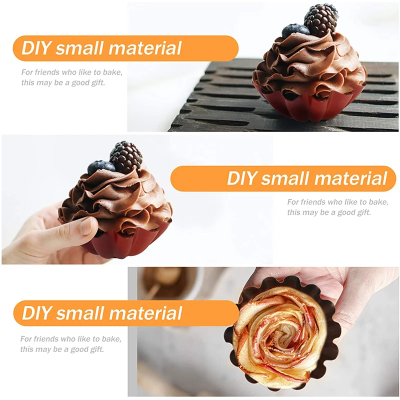 6Pcs Carbon Steel Egg Tart Molds Mini Tart Pie Pan Fluted Design Cupcake Baking Mold Non-Stick Quiche Flan Pan Muffin Baking Cup