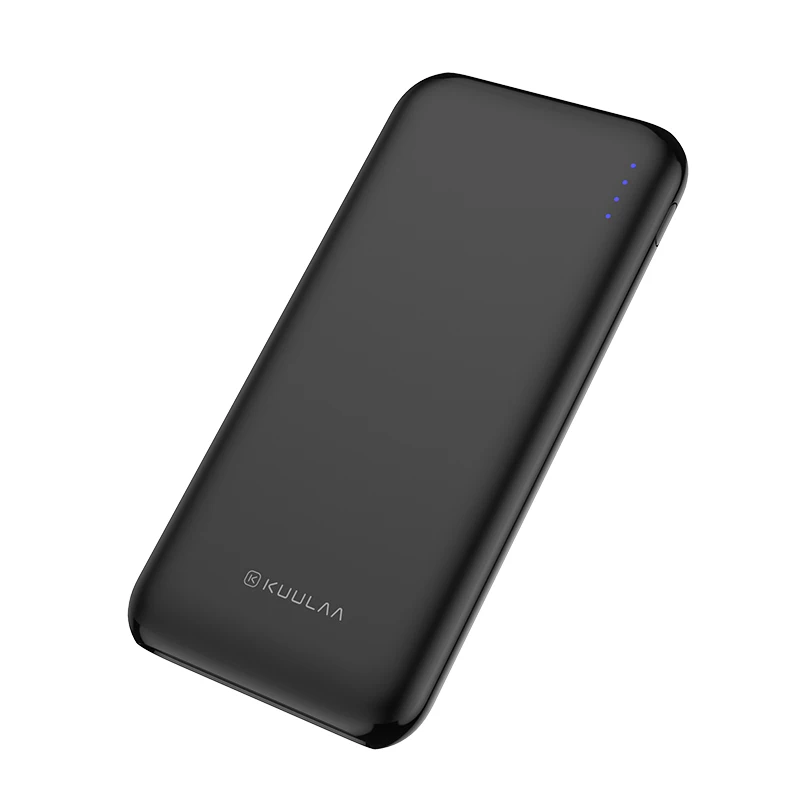 KUULAA Мощность Банка 10000 мА/ч, Мощность банк Портативный зарядки повербанк 10000 мАч Внешнее зарядное usb-устройство для аккумулятора для Xiaomi Mi 9 8 iPhone - Цвет: Black