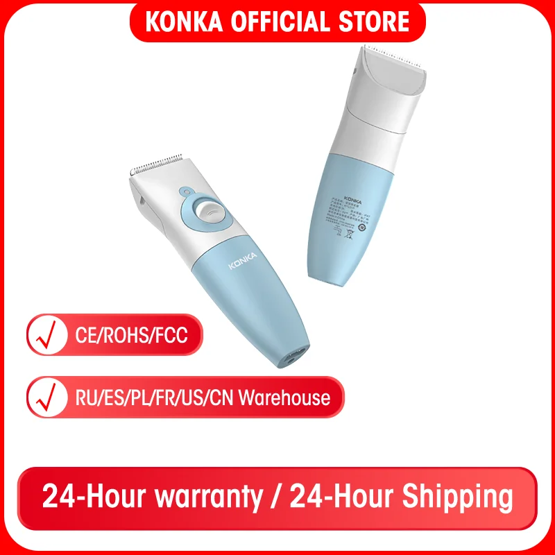 KONKA maquinilla eléctrica para cortar el pelo para bebé, USB, batería de 320mAh, cortadora de pelo para bebé, afeitadora de acero de cerámica, resistente al agua IPX7|Cortadoras de pelo| - AliExpress