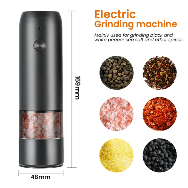 Electric Automatic Mill Pepper And Salt Grinder USB Charging Spice Salt Pepper Grinder With LED Light Adjustable Coarseness Mill 6