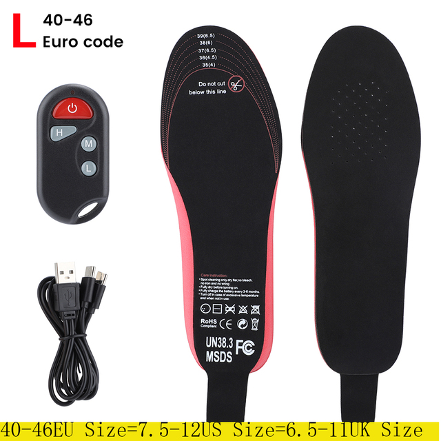 Heating Thermal Insole Rechargeable Remote Control Thermostat Heating Warm Shoes Pad Temperature Adjustment 35-46 Euro