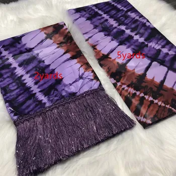 

Guinea brocade fabric with tassel tissu african fashion women bazin riche getzenr african tie dry fabric for dress 5+2yards/lot