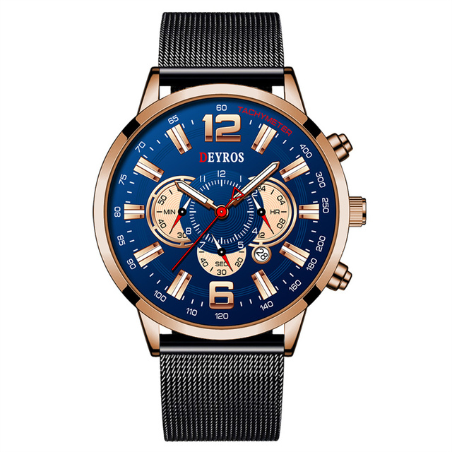 Business Mens Watches Stainless Steel Mesh Belt Quartz Men Wrist Watch Calendar Male Luminous Leather Clock reloj hombre