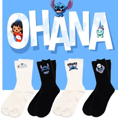Хлопковые носки с мультяшным принтом Disney Lilo & Stitch однотонные мужские женские