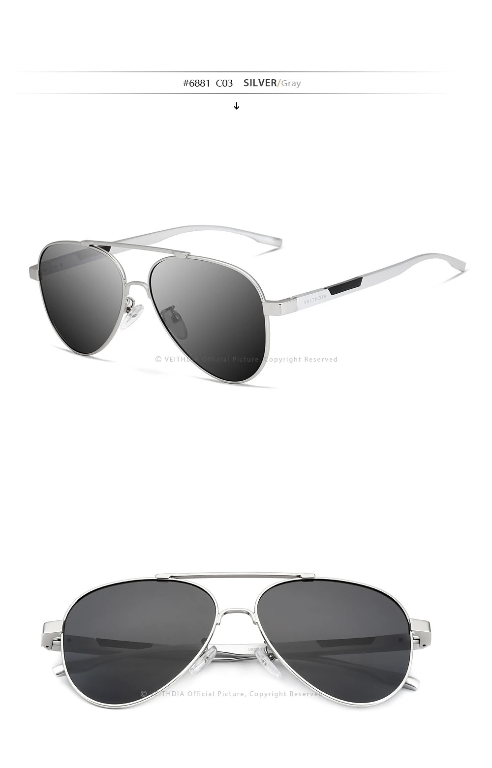 VEITHDIA Men's Aluminum Magnesium Sunglasses Photochromic Sunglasses Polarized UV400 Lens Eyewear Accessories Male For Men 6699