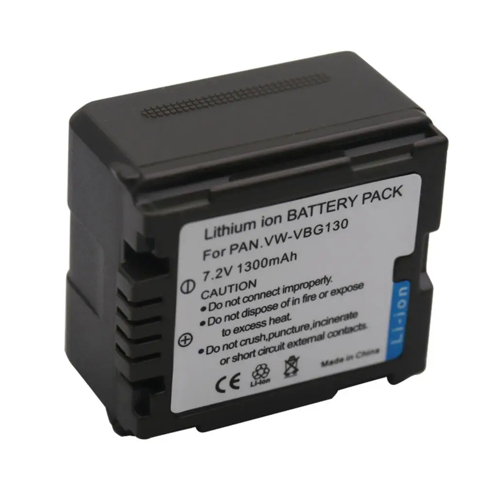1 шт. 1300 мА/ч, VWVBG130 VW VBG130 Камера Батарея для цифрового фотоаппарата Panasonic VW-VBG070 VW-VBG130 VW-VBG260 SDR-H20 SDR-H28 SDR-H258 HDC-SD1