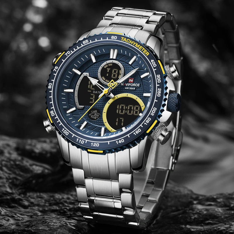 Luxury Mens Watches Chronograph Digital NAVIFORCE Relogio Clock Masculino Military Brand Top