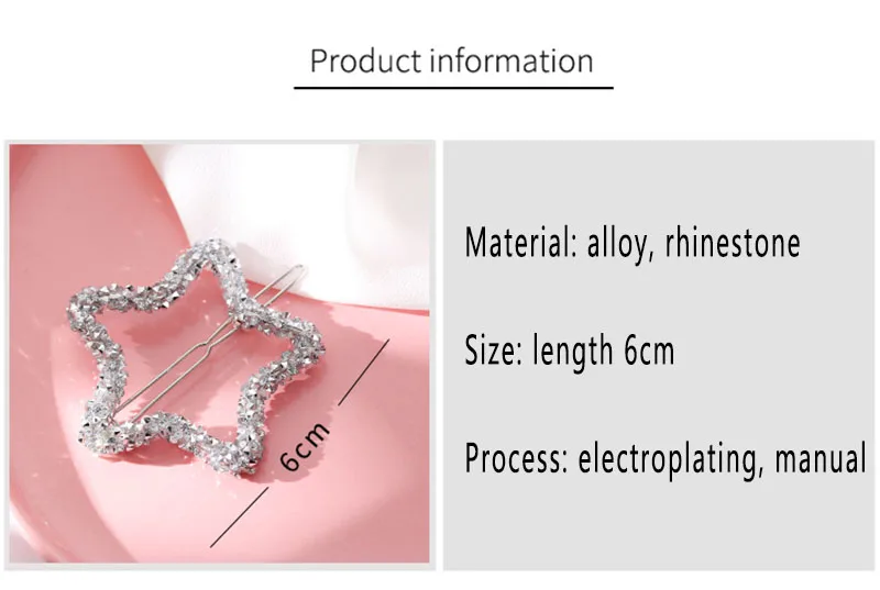 1 шт. Модный с кристаллами, со стразами шпилька Звезда Треугольник круглой формы женские заколки для волос аксессуары для укладки