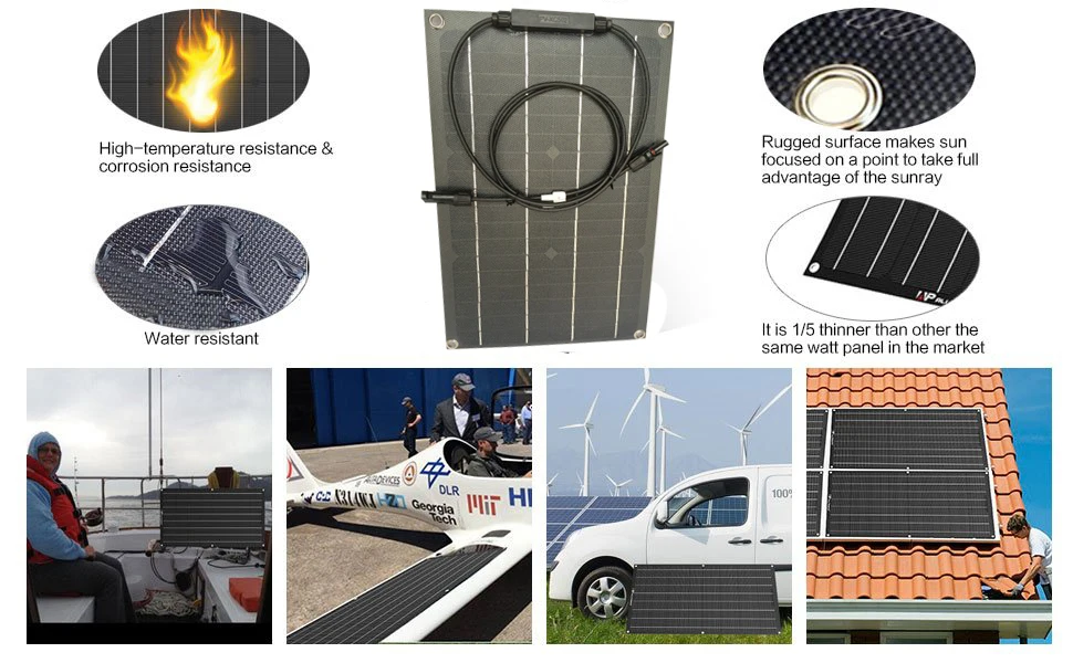 Черная Гибкая солнечная панель ETFE 20w 18 v, прочная солнечная панель ETFE для зарядного устройства