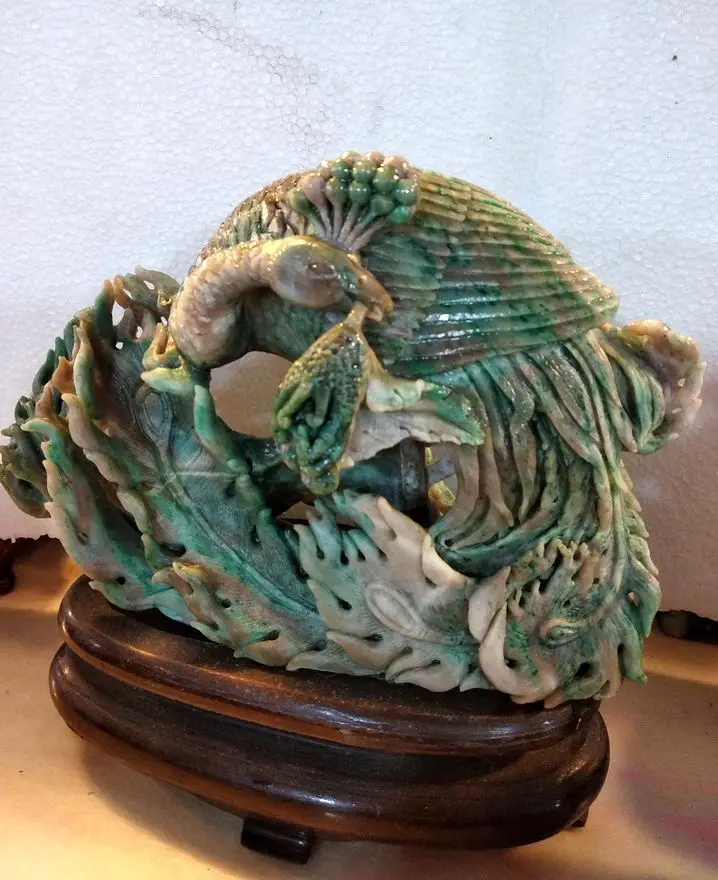 Природа жадеит павлин красочный нефрит Carven peafowl Statuary нефрит удача везучий