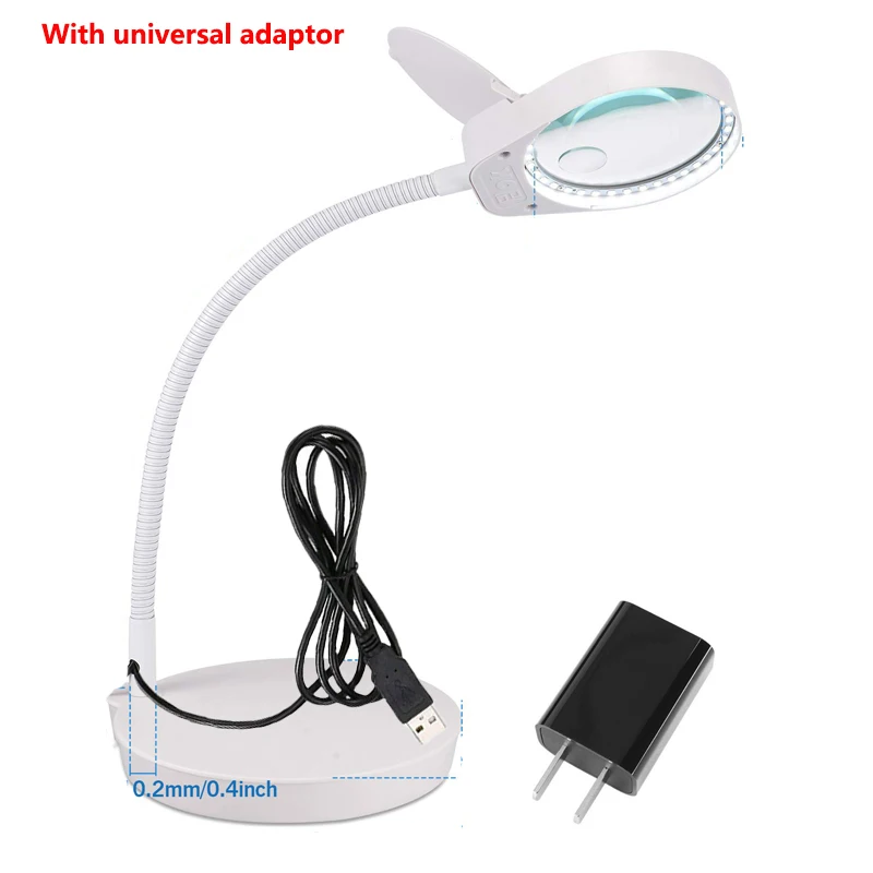 universal adaptor Лампа с увеличительным стеклом с Гибкая металлическая трубка для чтения, для пожилых людей и хобби - Цвет: universal adaptor
