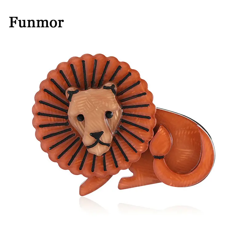 Funmor Милая брошь Лев Мультяшные булавки с животными акриловый корсаж для женщин и