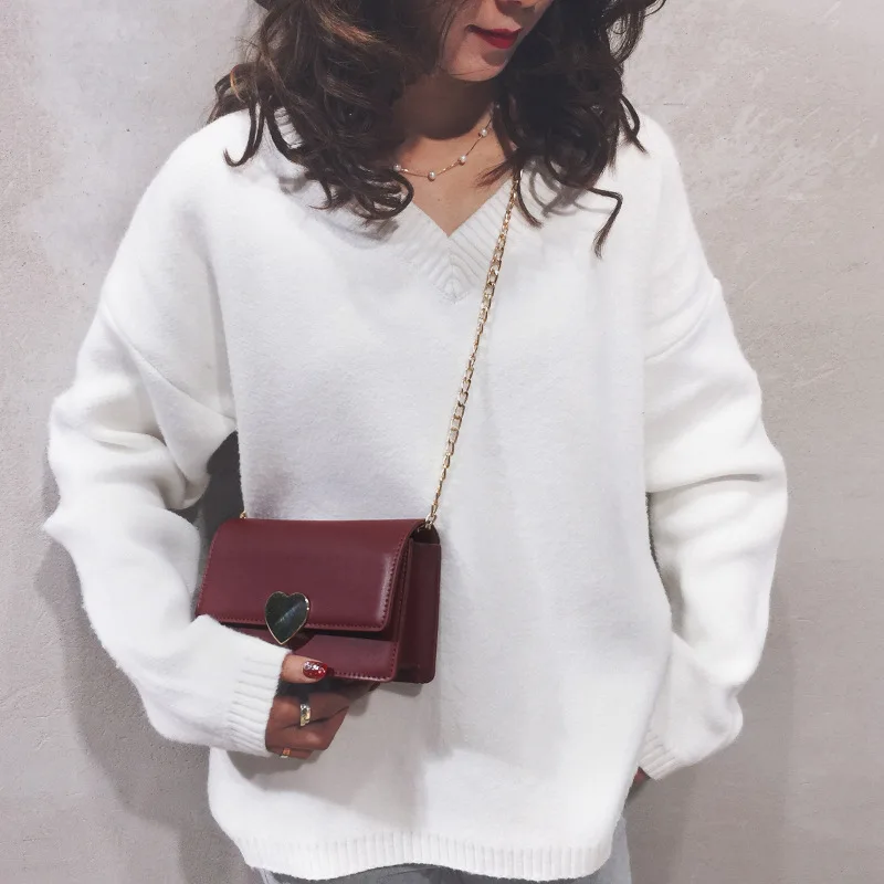 

INS Super Fire Bag Women's 2019 Korean-style New Style Peach Heart Chain Square Sling Bag Mini Crossbody Bag Bags
