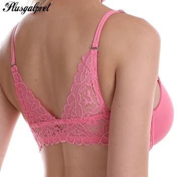 

Plusgalpret Front Close Floral Lace Beauty Back Push Up Brassiere Sexy 3/4 Cup Underwire Bra for Women Underwear Female Lingerie
