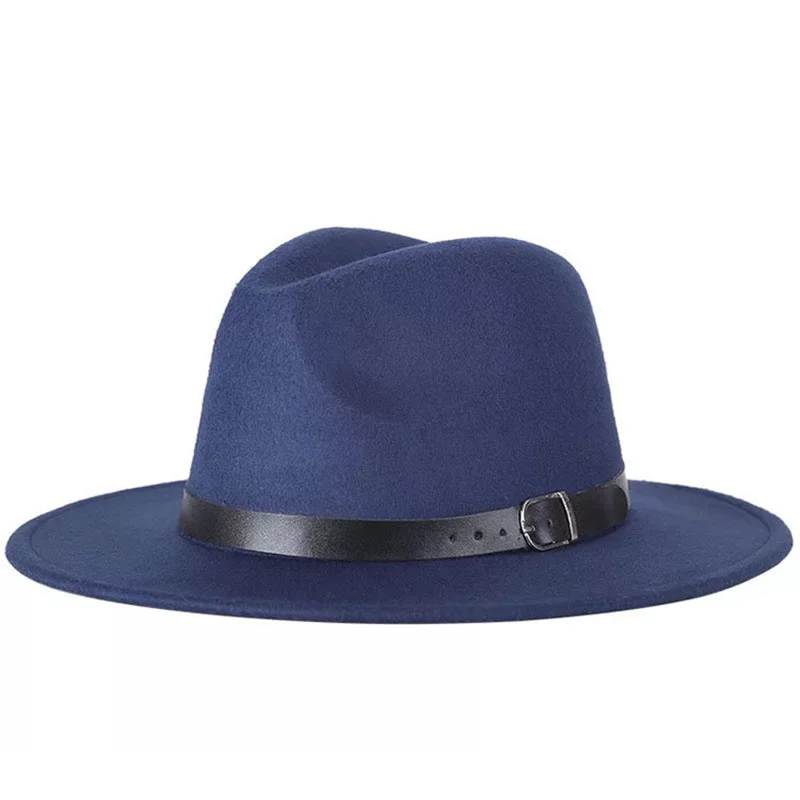 2022 Simple Women Men Wool Vintage Gangster Trilby Felt Fedora Hat With Wide Brim Gentleman Elegant Lady Winter Autumn Jazz Caps 5
