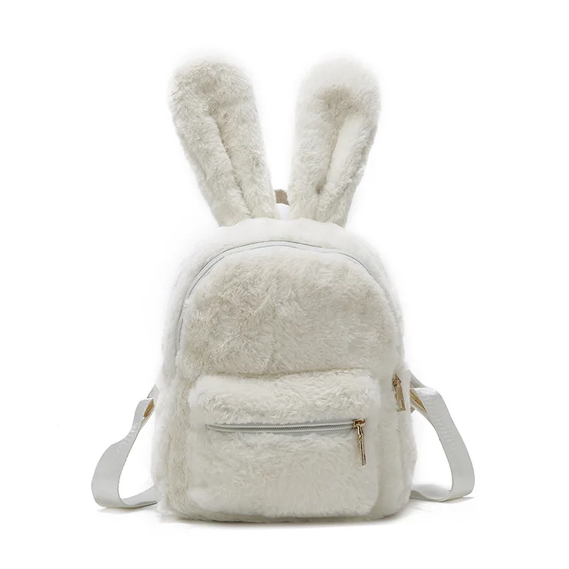 Kawaii новая плюшевая милая сумка на плечо с кроликом мягкий рюкзак в Корейском стиле для отдыха простые аксессуары сумка принцессы - Цвет: Белый