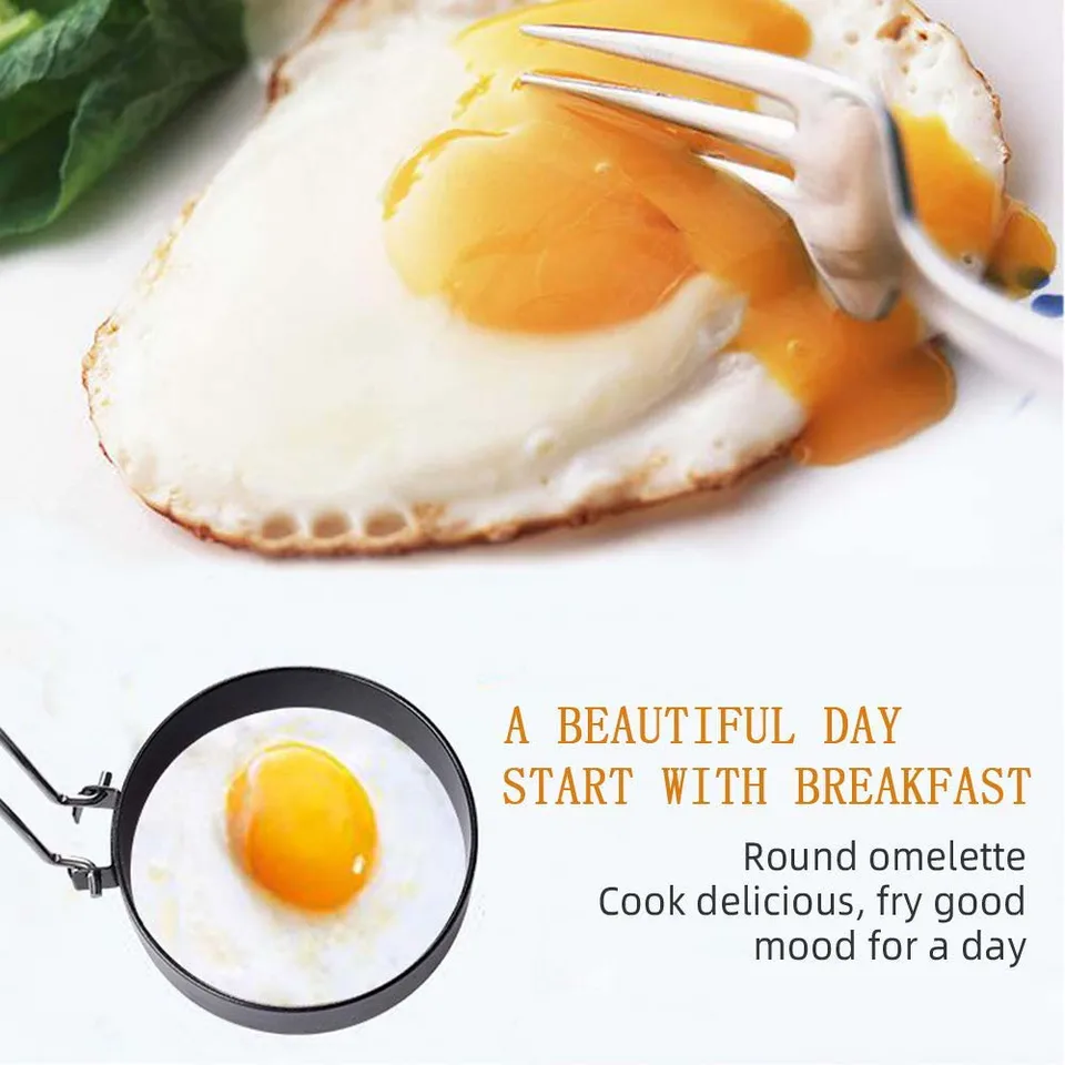 3 Anelli Per Uova In Acciaio Inox - Antiaderente, Nero, S/M/L, Per Pancake, Omelette - Foto 5