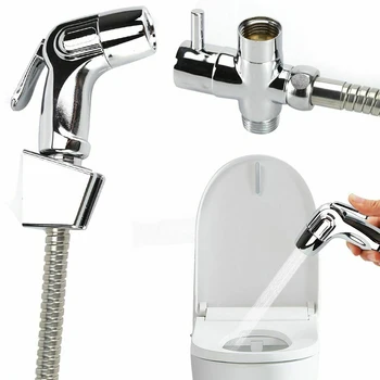 

Stainless Steel Bidet Sprayer Toilet Bathroom Flush Handheld Shower Head Nozzle Hose Set Cleaning Shower Head