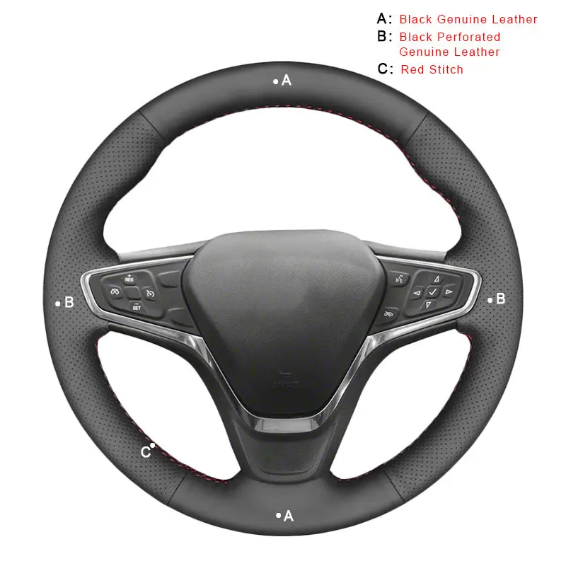Авто оплетка на руле Крышка для Chevrolet Malibu XL- Equinox Opel Ampera astra-E ручная стежка автомобильные чехлы - Название цвета: Genuine Leather