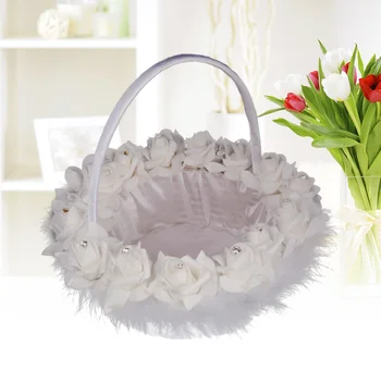 

Wedding Flower Girl Basket Feather Bride Basket for Wedding Ceremony Party Decoration