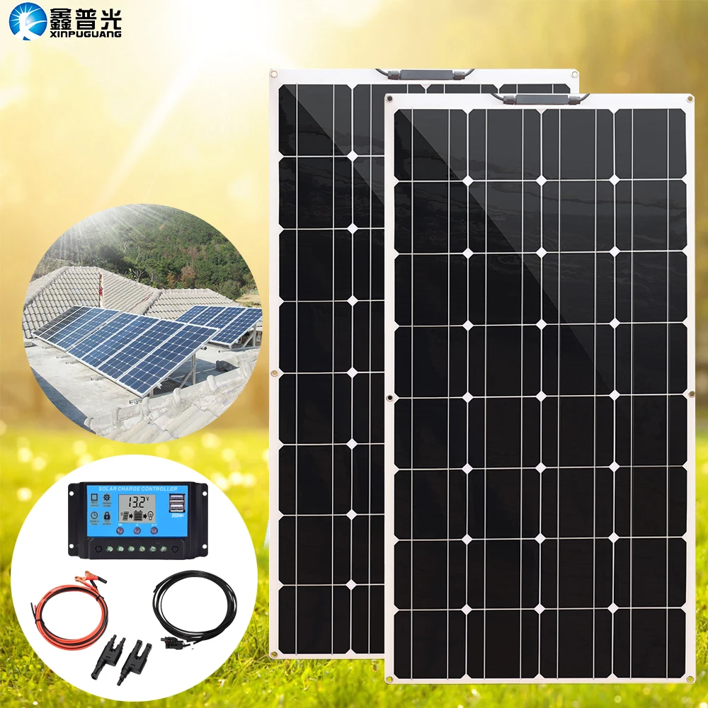 Flexible Solar Panel kit complete 200w 100W Solar Charger 12v mono solar cell for RV car boat caravan truck 1000w home system pv|Solar Cells| - AliExpress