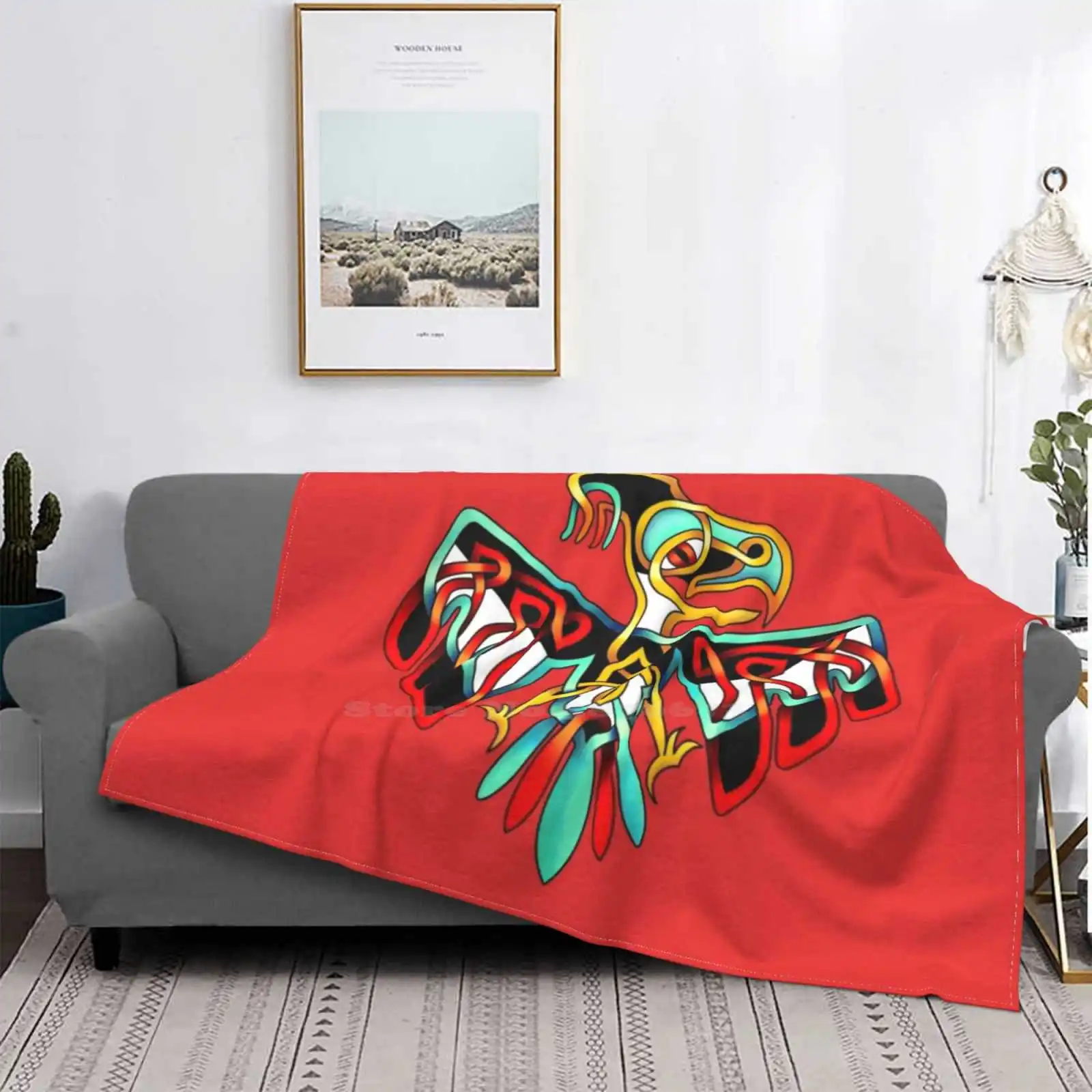 Incredibile Design Creativo Design Leggero E Sottile Coperta Di Flanella Morbida Thun Rd Bird Indian Canada Eagle Haida Retro Thun