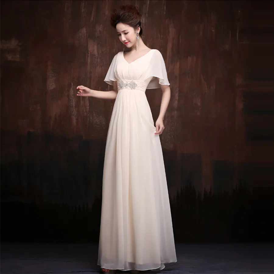 Вечернее платье с v-образным вырезом, Robe De Soiree Y006 размера плюс, шифоновое элегантное вечернее платье для беременных женщин, длинные платья цвета шампанского для выпускного вечера