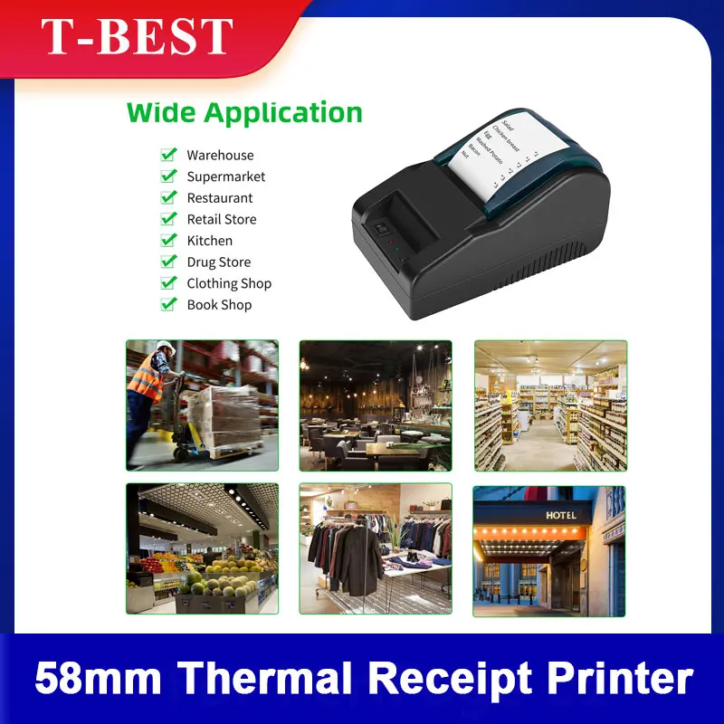 Aibecy Desktop 58mm Thermal Receipt Printer Wired Barcode Printer USB S9J7 