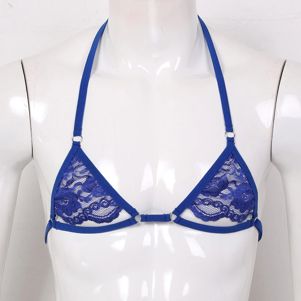 Men's Sissy Lace Spaghetti Straps Wire-free Mini Bra