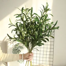 ShoppeWatch Artificial Olive Leaves and Stems with Fruit for Decoration Faux Tree Plant Fake Olives Leaf Home Kitchen Party Plastic Decor AF17