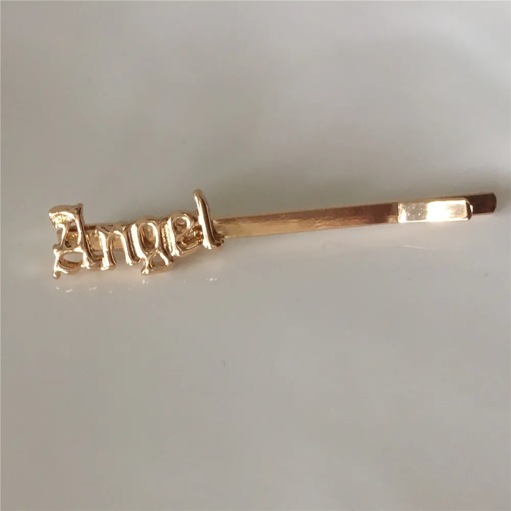 С Покрытием золотого цвета Старый английский шрифт Babygirl Angel honey Babyletter заколка для волос для женщин заколка аксессуары для волос