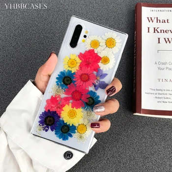 

YHBBCASES Handmade Dried Nature Flowers Clear Phone Cover For Samsung Galaxy S8 S9 S10 Plus Note 10 9 Colorful Floral Soft Cases