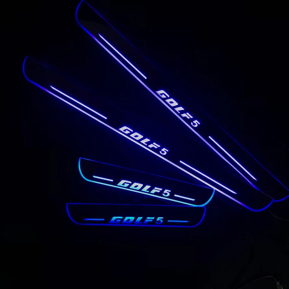 Акриловая Накладка на порог со светодиодной подсветкой, декоративный светильник, движущаяся дверная Накладка для Volkswagen golf 5 mk5