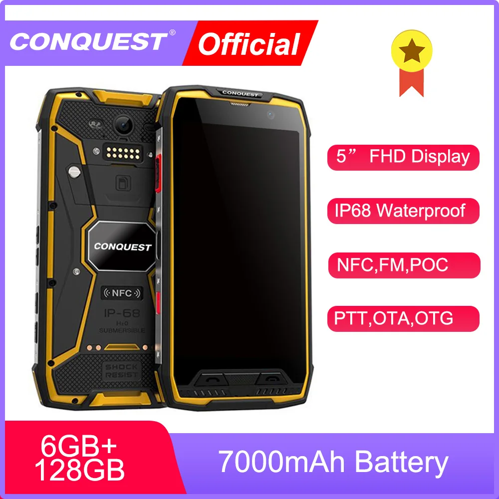 CONQUEST S11 7000 мАч прочный смартфон IP68 Водонепроницаемые NFC смартфоны сотовый телефон
