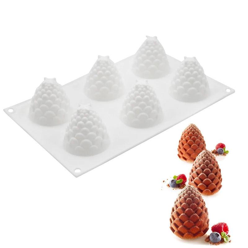 

3D Cake Decorating Tools Silicone Molds 6 Holes Pinecones Shape Baking Tool For chocolate Cakes Mousse Ice Cream Dessert