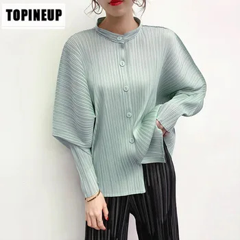 

Spring Autumn Popular Stand Collar Retro Blouse Solid Color Polyester Round Neck Tops All-match Leisure Sell Well Top