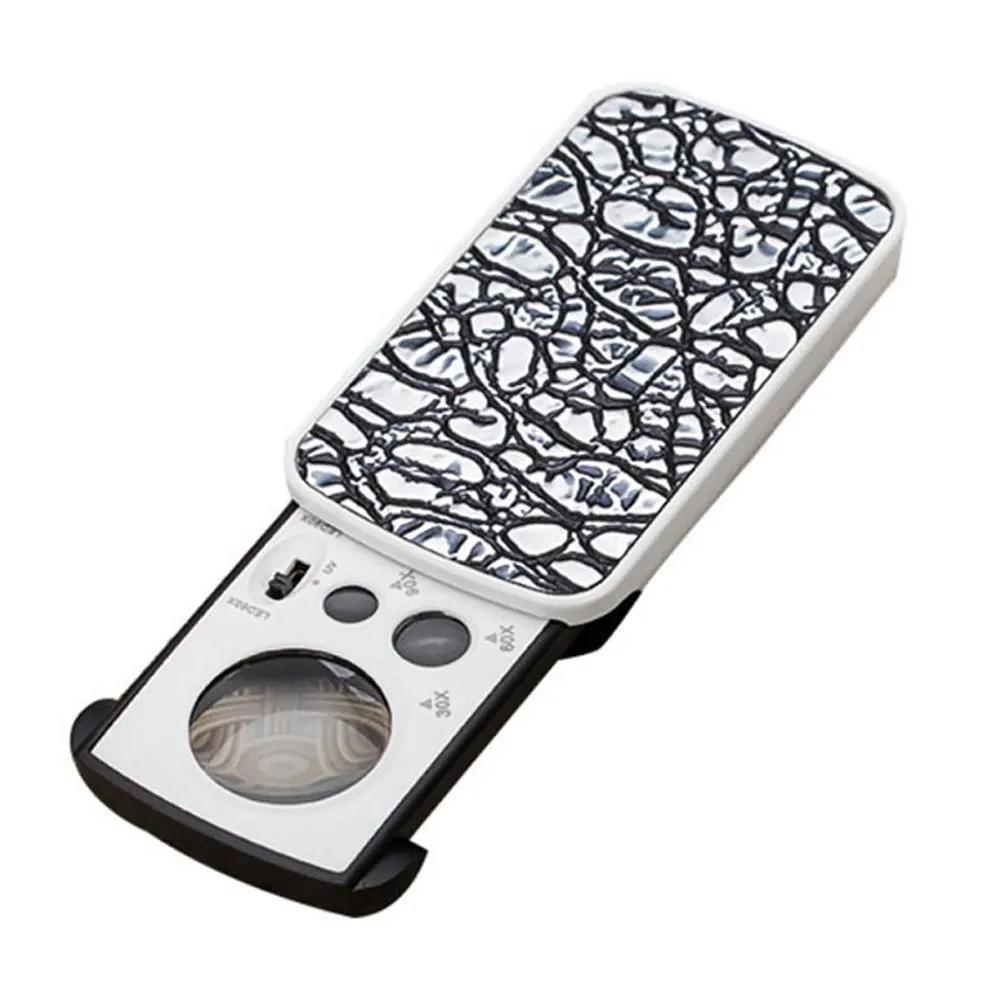 Magnifying Glass Portable Pocket Slide Out Loupe Gems Magnifier Jewelry Stamps Light Led 30X 60X 90X | Инструменты