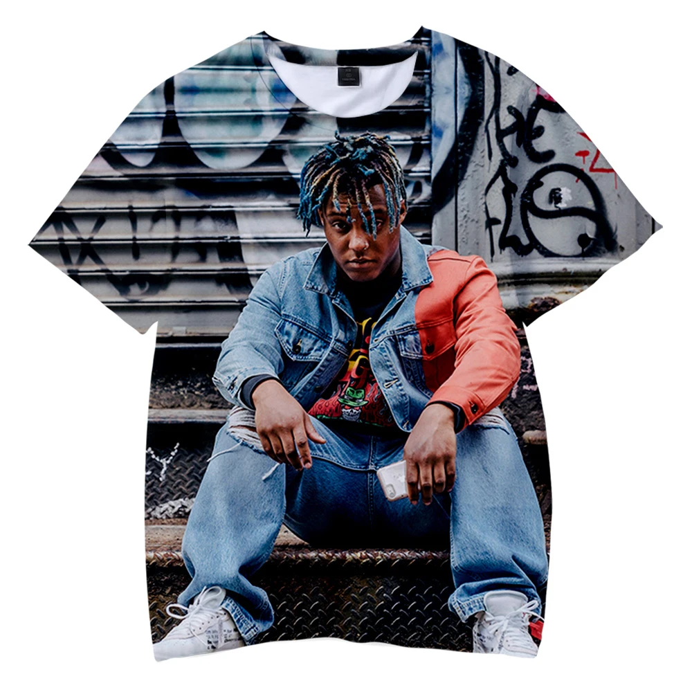Футболка с объемным рисунком для мальчиков и девочек одежда принтом Juice WRLD