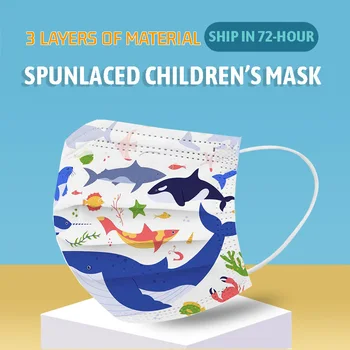 

50/100/200/500pcs Disposable Kids Face Mask 3ply Filter Earloop Breathable Mouth Mask Cartoon Children Print Mouth Face Masks