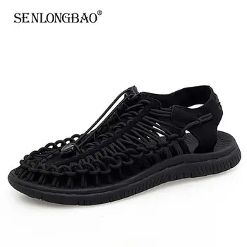 

2020 New Summer Slipper Handmade Weaving Men's Sandals Breathable Casual Shoes Lightweight Outdoor Beach Sandals Size 38-47