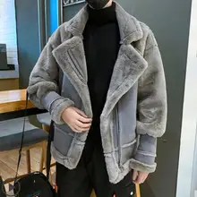 S-3XL Новая зимняя мужская Одежда модное плюшевое Стеганое пальто шуба из искусственного меха кролика Женская Корейская Свободная Повседневная хлопковая стеганая куртка