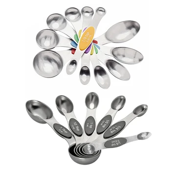 

6pcs Magnetic Sucker Double Headed Measuring Spoon Stainless Steel Measuring Spoon Multicolor Measuring Cup Set for Bakery