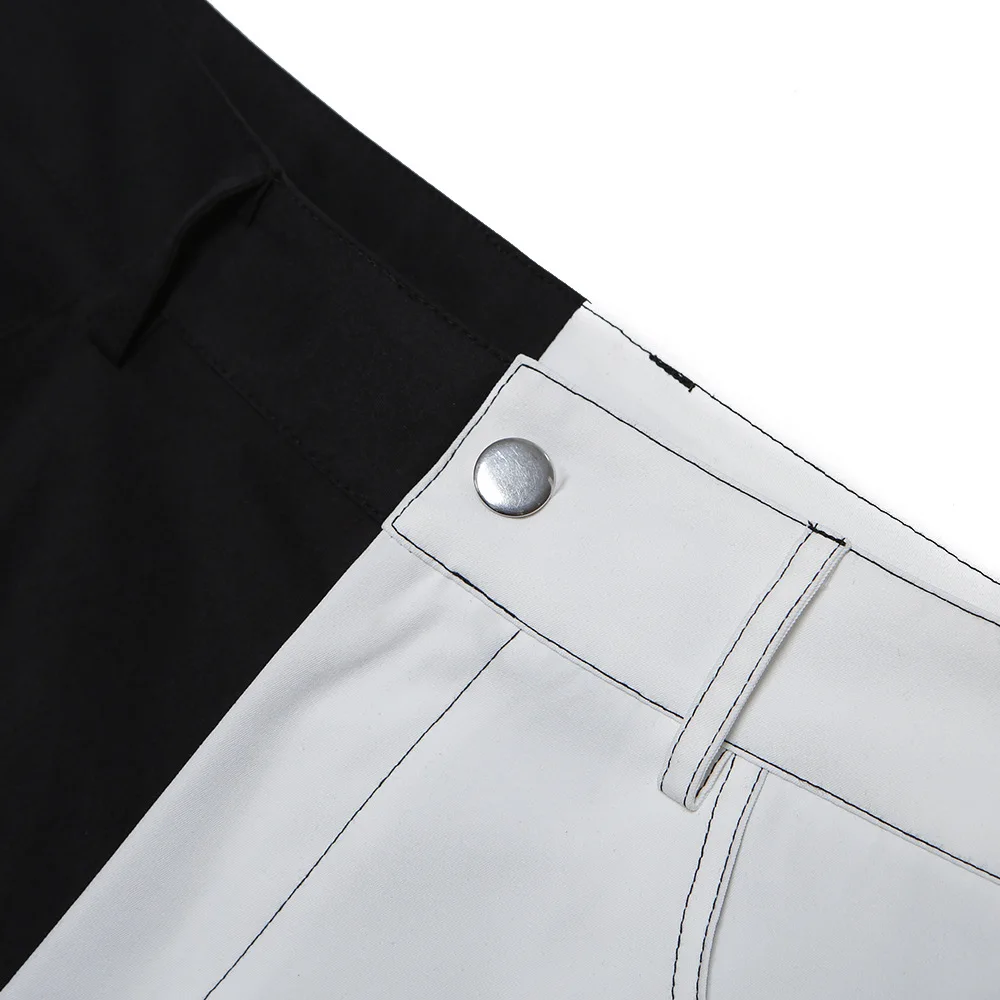Auyiufar, модные черно-белые лоскутные штаны, женские штаны с высокой талией, брюки, одежда,, уличные повседневные штаны