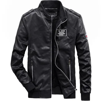 

Men Li Collar Locomotive Leather Jacket Winter Plus Velvet Youth Keep Warm Epaulettes Leisure Pu Imitation Leather Leather Coat