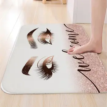 

Anti-Slip Absorb Water Bath Mat Cartoon Eyelash Bathroom Carpet Printing Long Carpet Washed Welcome Door Mat Water Absorption