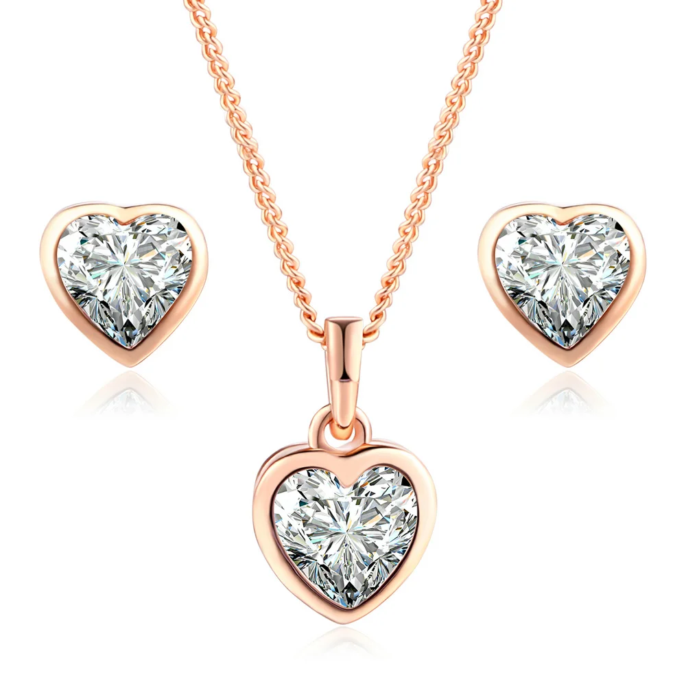 Perfectly Paired Heart Pendant and Earring Set