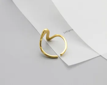

TR-156 New Fashion Irregular Geometric Smooth Waves Ring Silver Color Open Finger Ring For Women Jewelry