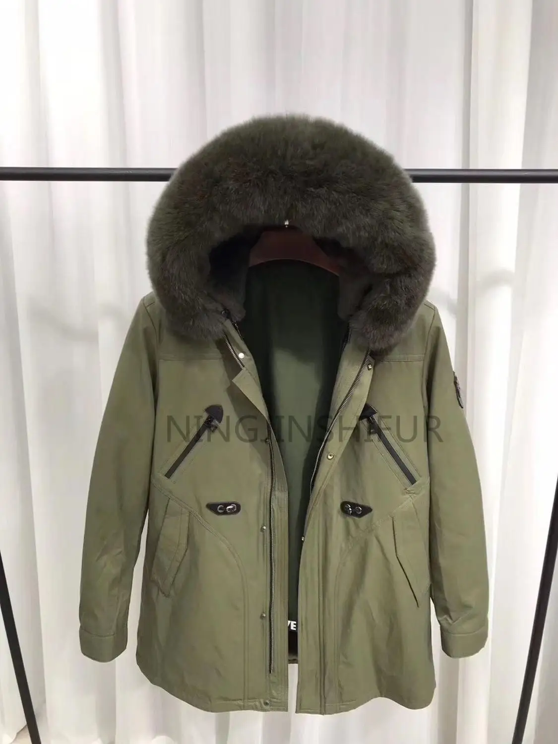 Men's natural fox fur coat waterproof 