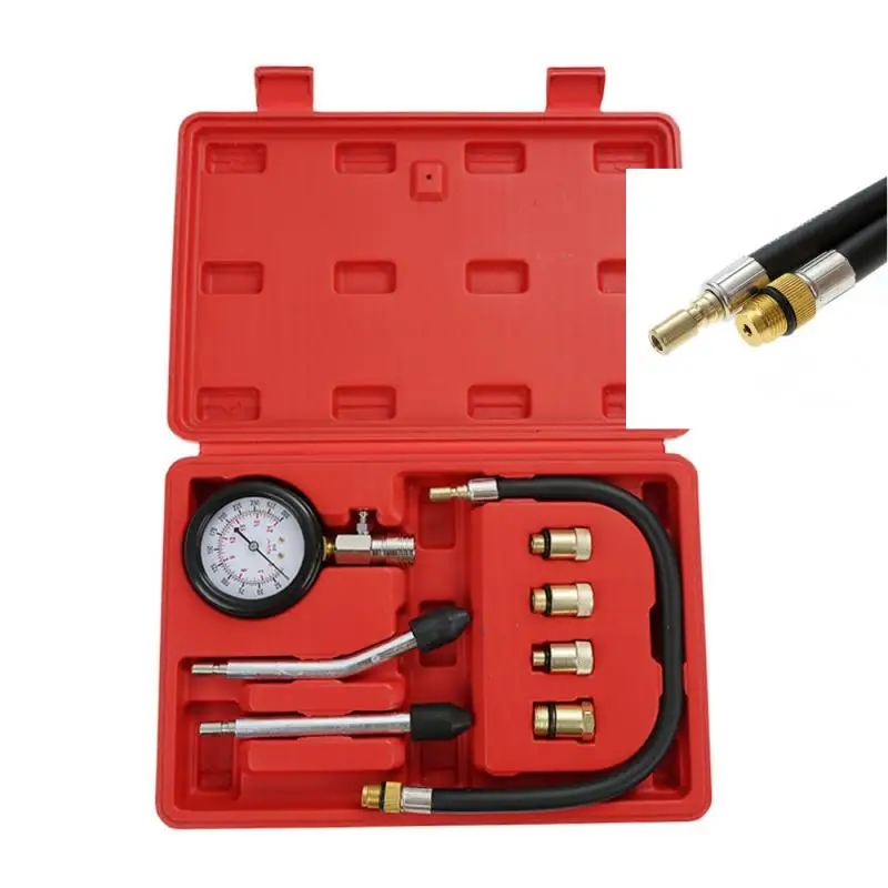 Probador de fugas de cilindro, Kit de Detector de fugas de compresión, medidor de motor de gasolina, herramienta de calibre, sistema de herramientas para automóviles 0-300PSI HWC