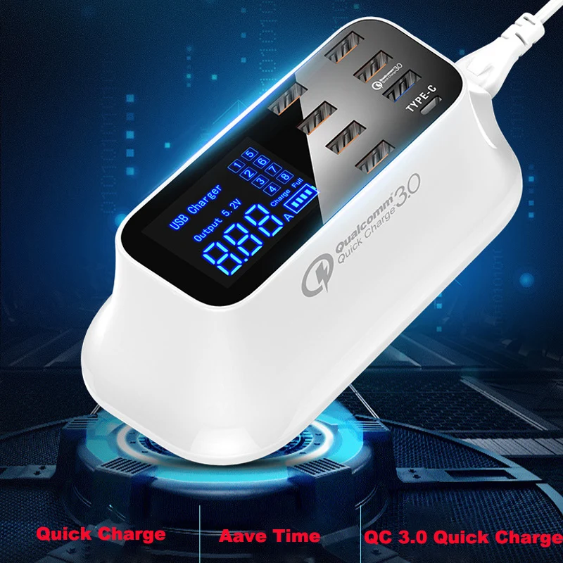 8 портов мульти Быстрая зарядка 3,0 USB PD Быстрая зарядка светодиодный дисплей адаптер Быстрая зарядка для iPhone huawei Xiaomi